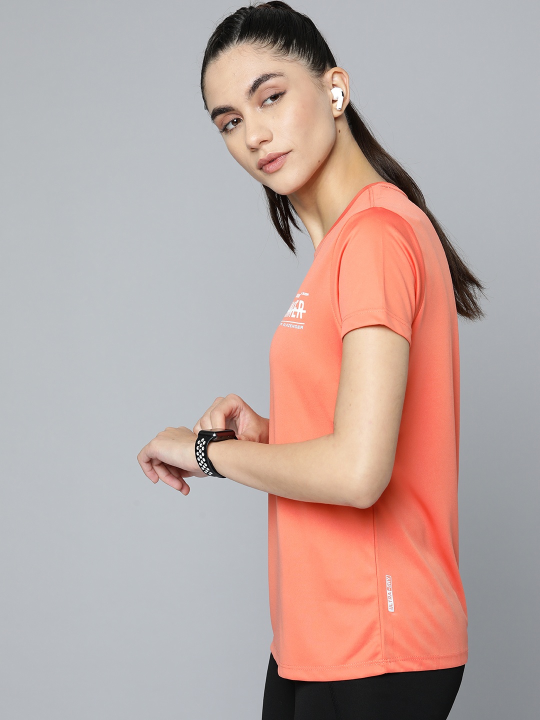 

Slazenger Women Peach-Coloured Typography Printed Running T-shirt