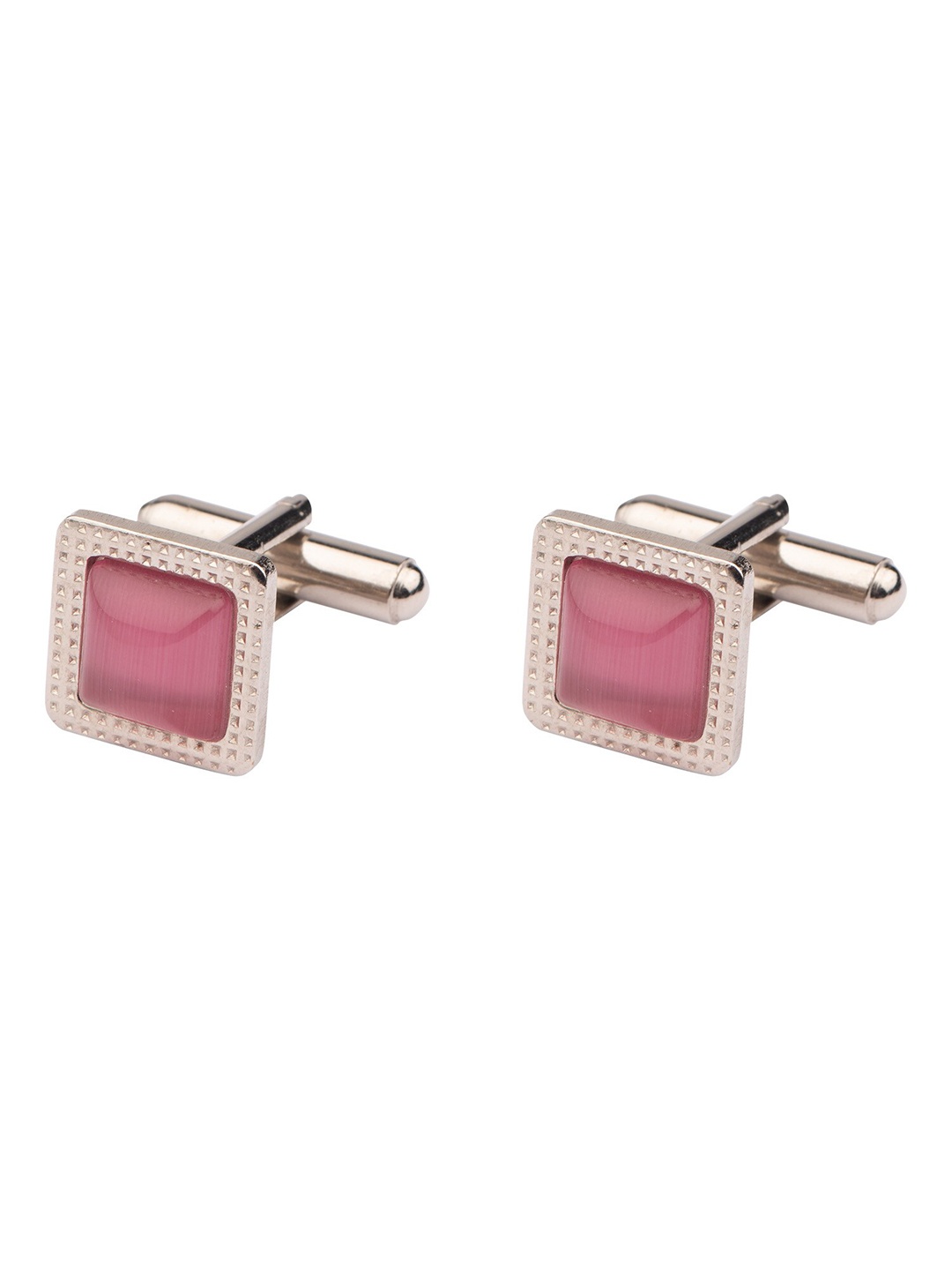 

The Tie Hub Silver-Toned & Pink Cufflink