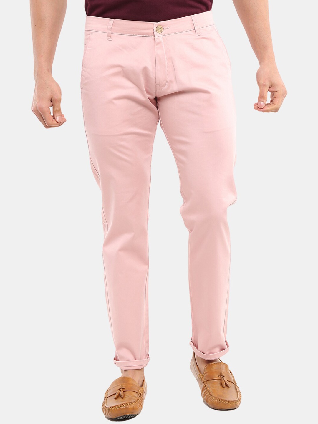 

V-Mart Men Pink Easy Wash Chinos Trousers