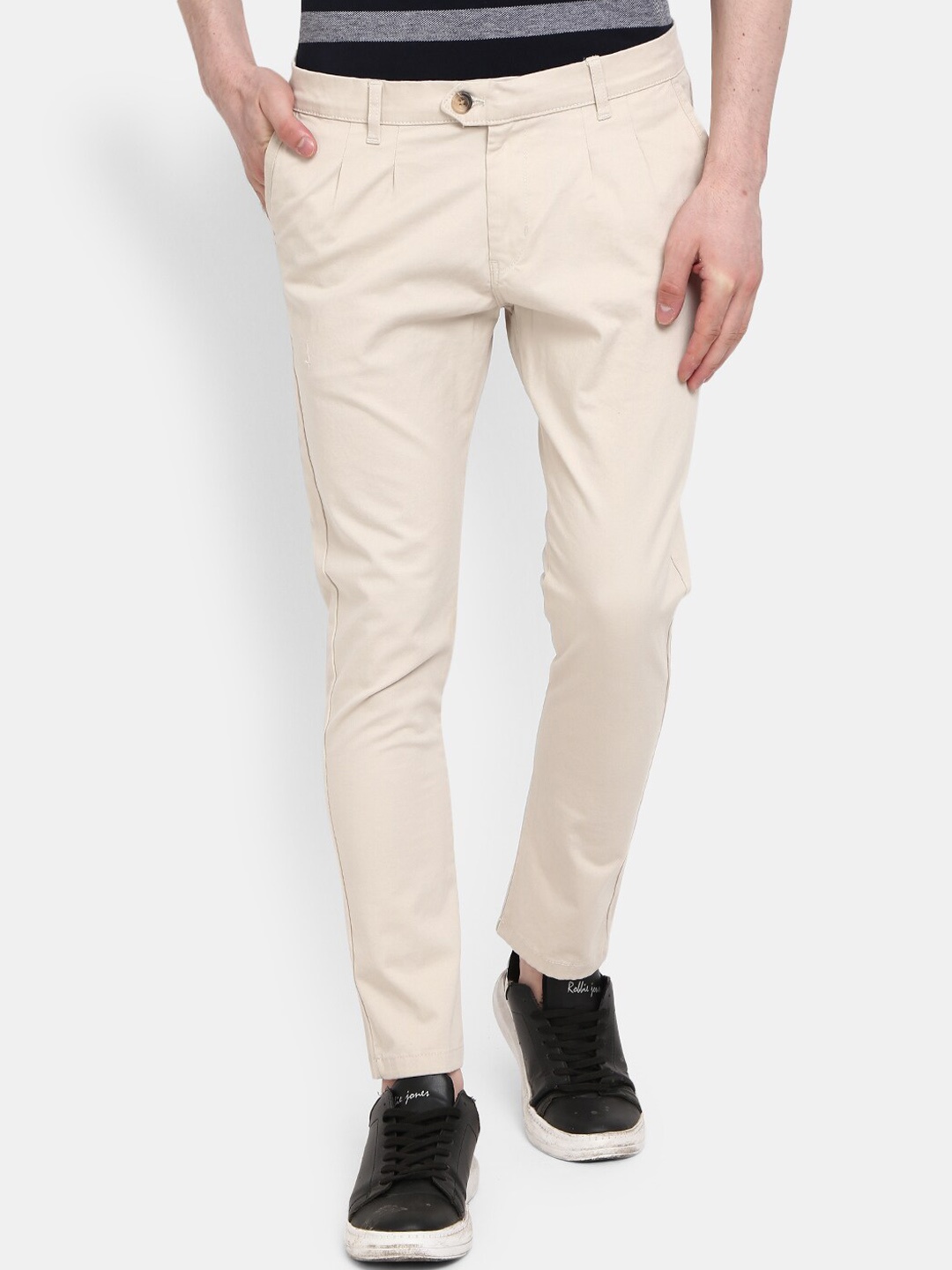 

V-Mart Men Cream-Coloured Easy Wash Chinos Trousers