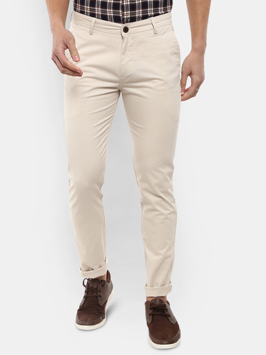 

V-Mart Men Cream-Coloured Easy Wash Trousers