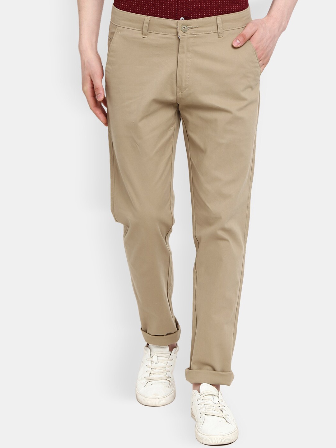 

V-Mart Men Beige Easy Wash Trousers