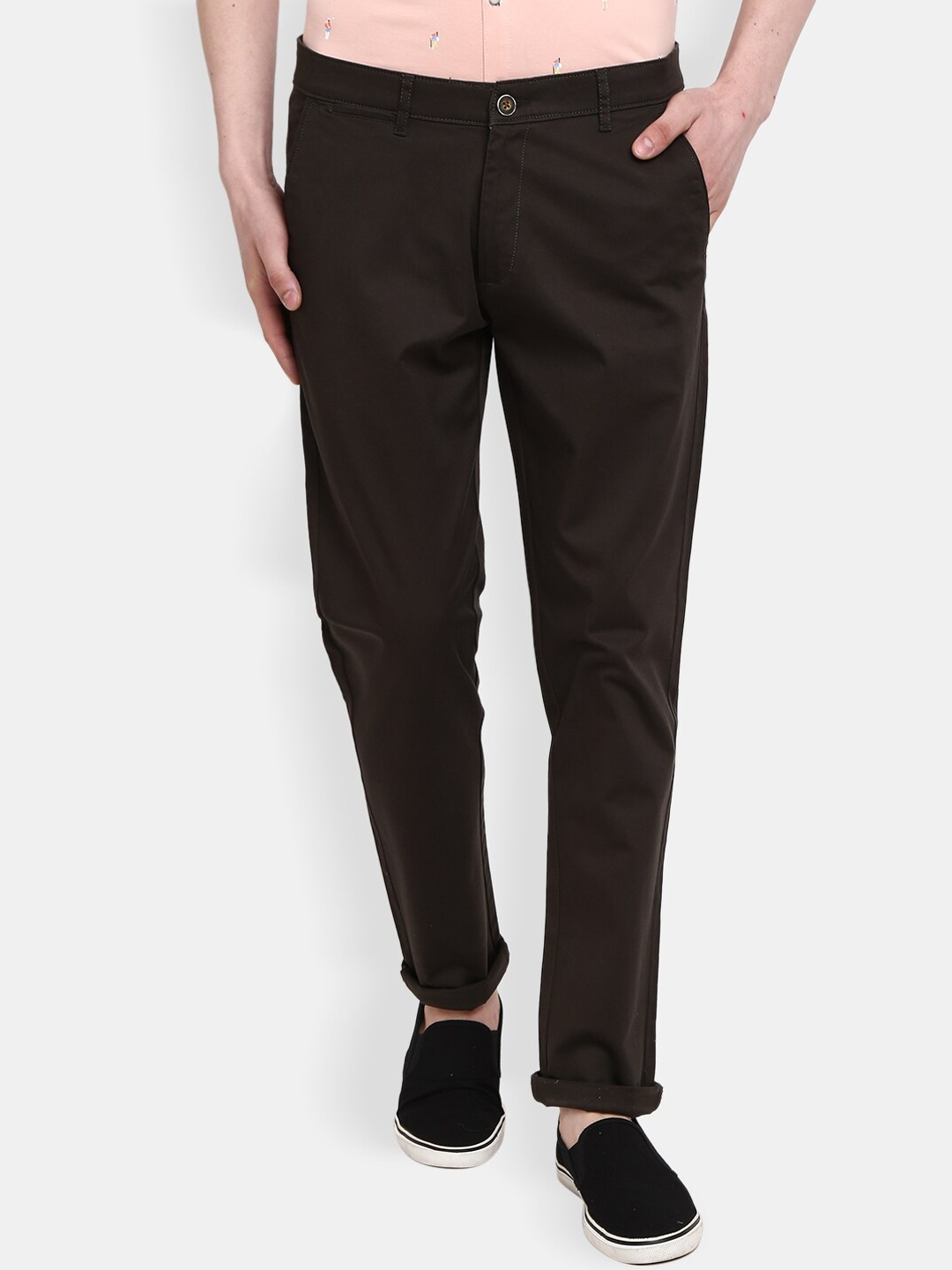 

V-Mart Men Olive Green Easy Wash Chinos Trousers