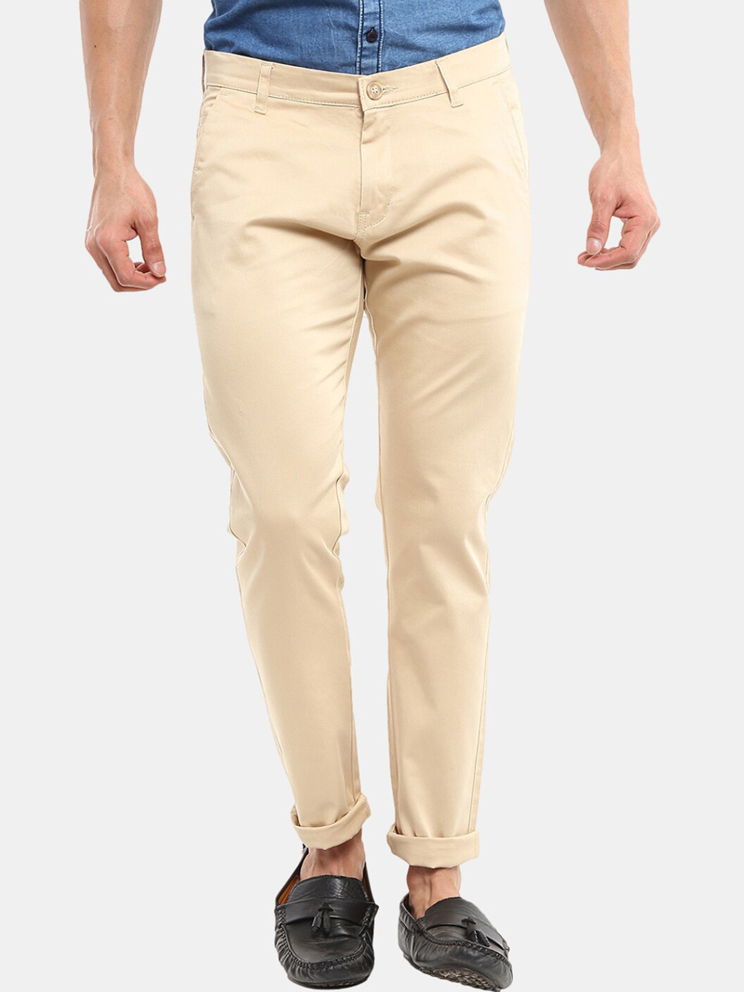 

V-Mart Men Cream-Coloured Easy Wash Chinos Trousers