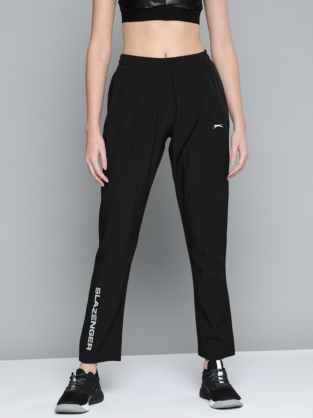 

Slazenger Women Black Brand Logo Printed Running Track Pants
