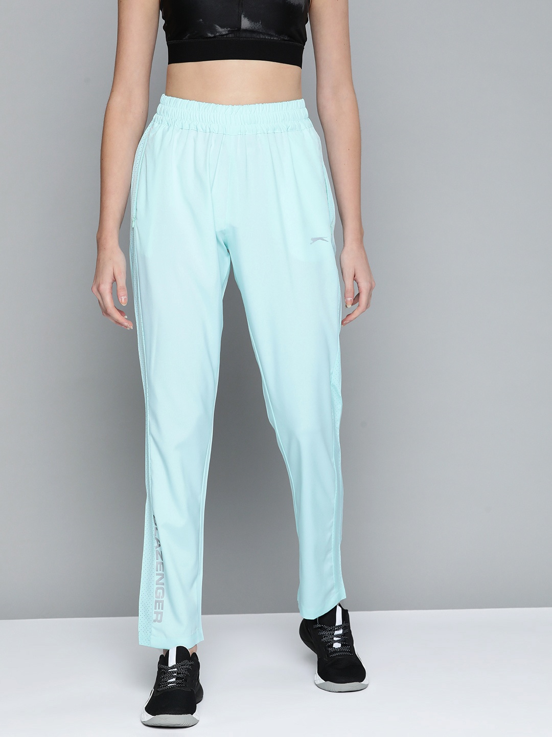 

Slazenger Women Blue Brand Logo Printed Running Track Pants