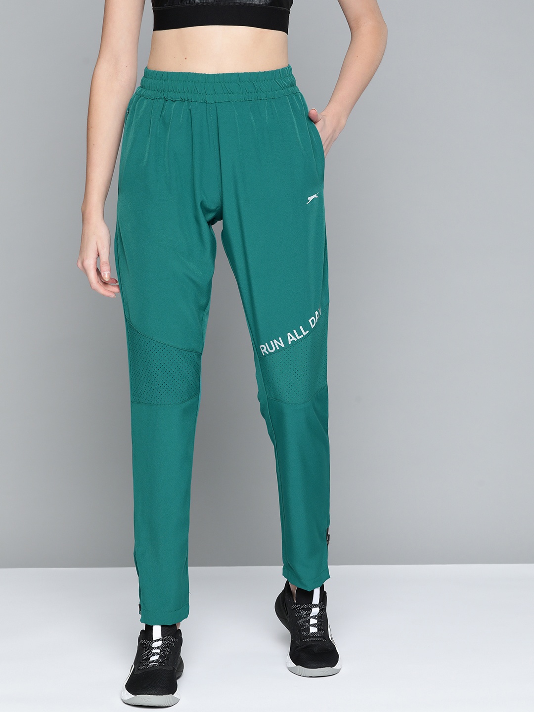 

Slazenger Women Running Teal Green Brand Carrier Ultra-Dry Track Pants