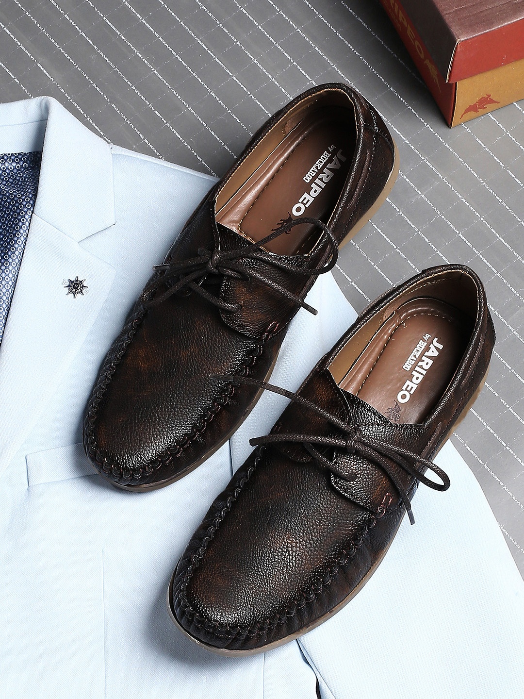 

Buckaroo Men Brown Textured Vegan Leather Derbys