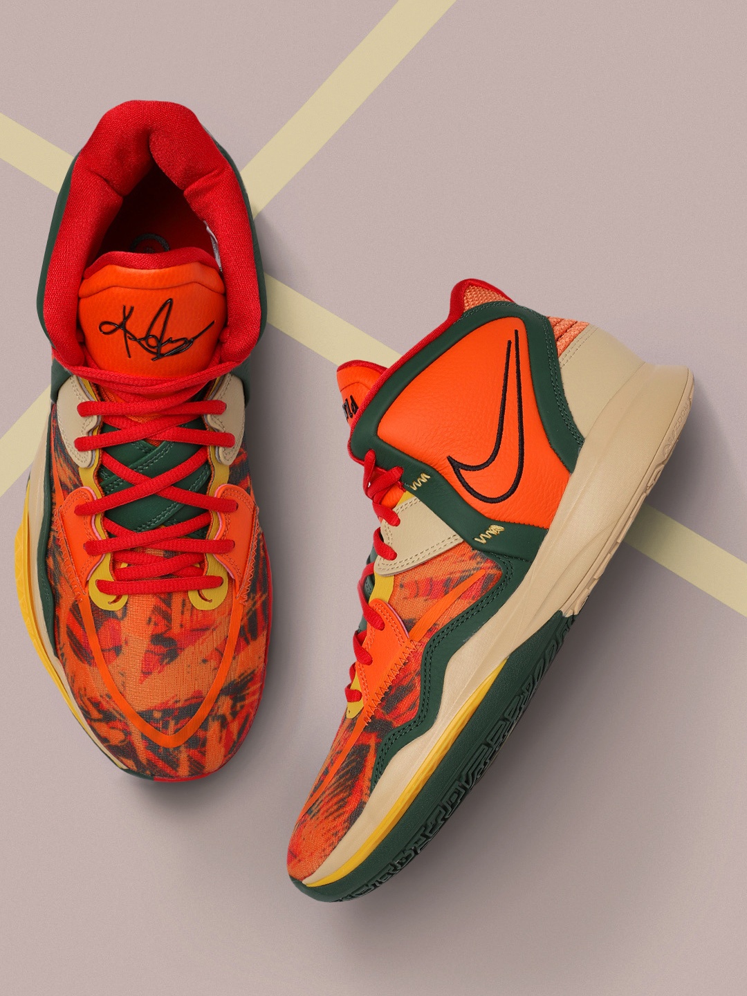 

Nike Men Orange Leather Kyrie Infinity EP Basketball Shoes