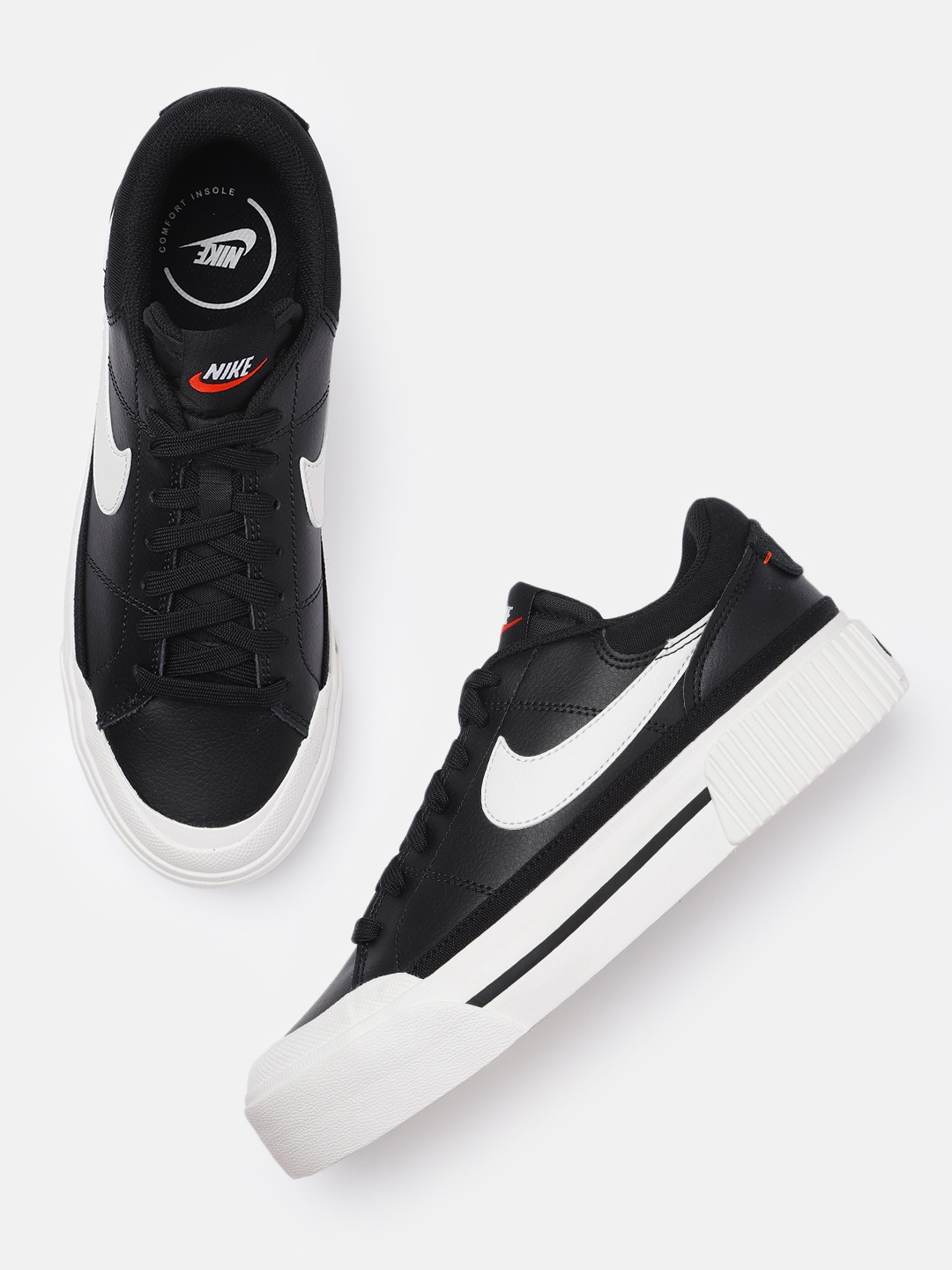 

Nike Women Black Solid Leather Sneakers