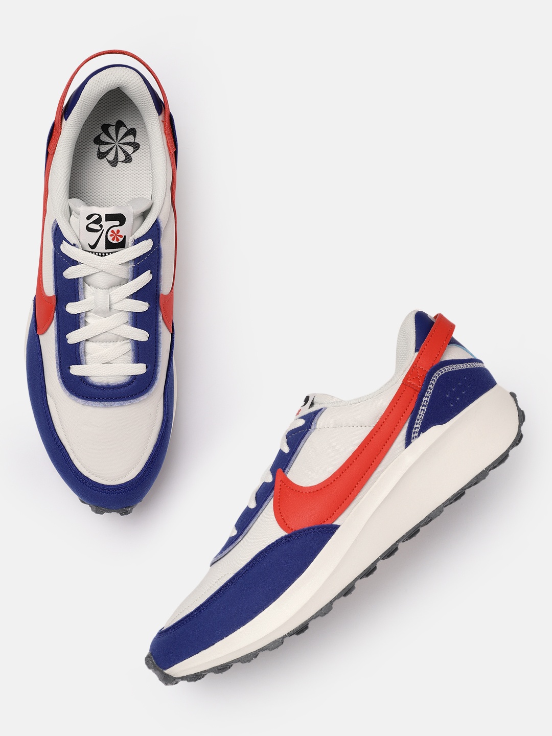 

Nike Men White Colourblocked WAFFLE DEBUT SWOOSH Sneakers