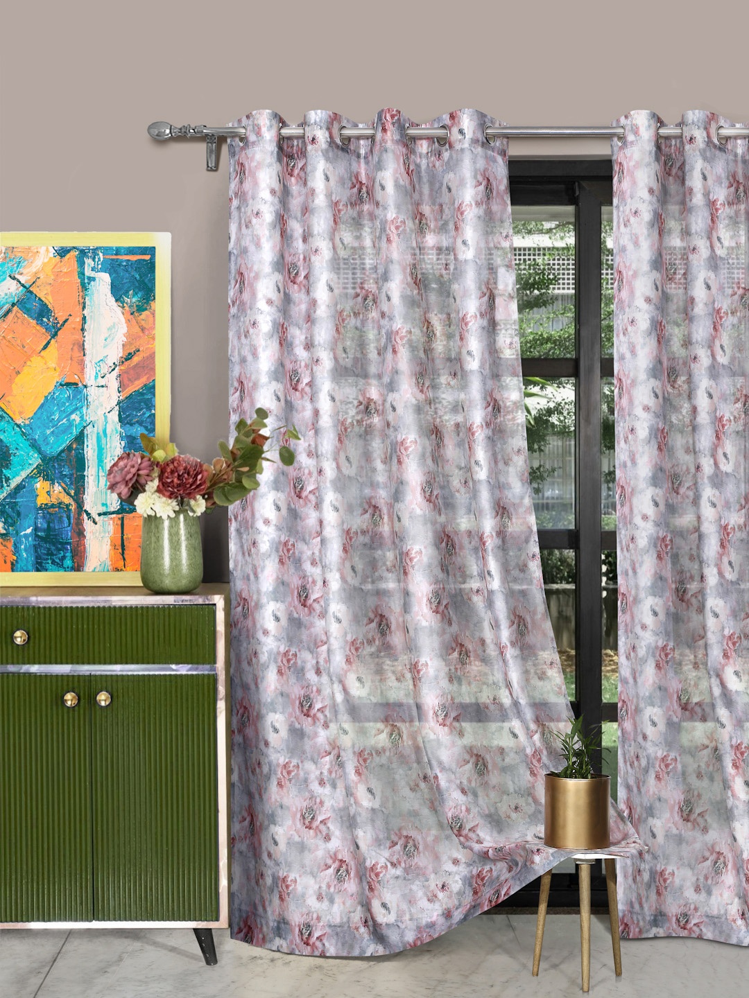 

ROSARA HOME Unisex Multi Curtains and Sheers, Grey