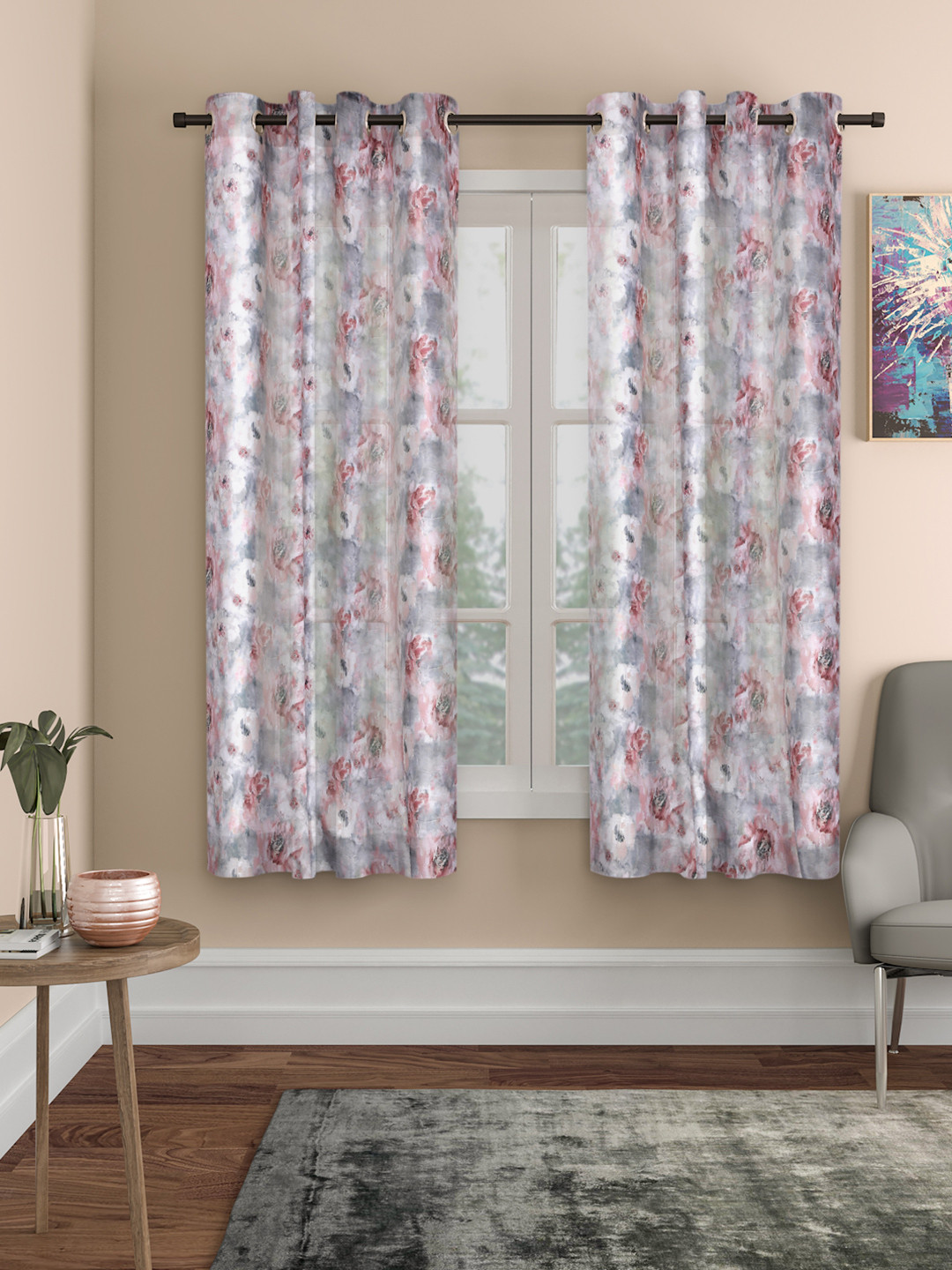 

ROSARA HOME Unisex Multi Curtains and Sheers, Grey melange