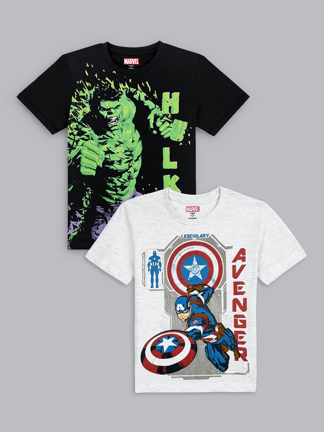 

Kids Ville Pack Of 2 Avengers Printed Tshirt For Kids Boys, Black