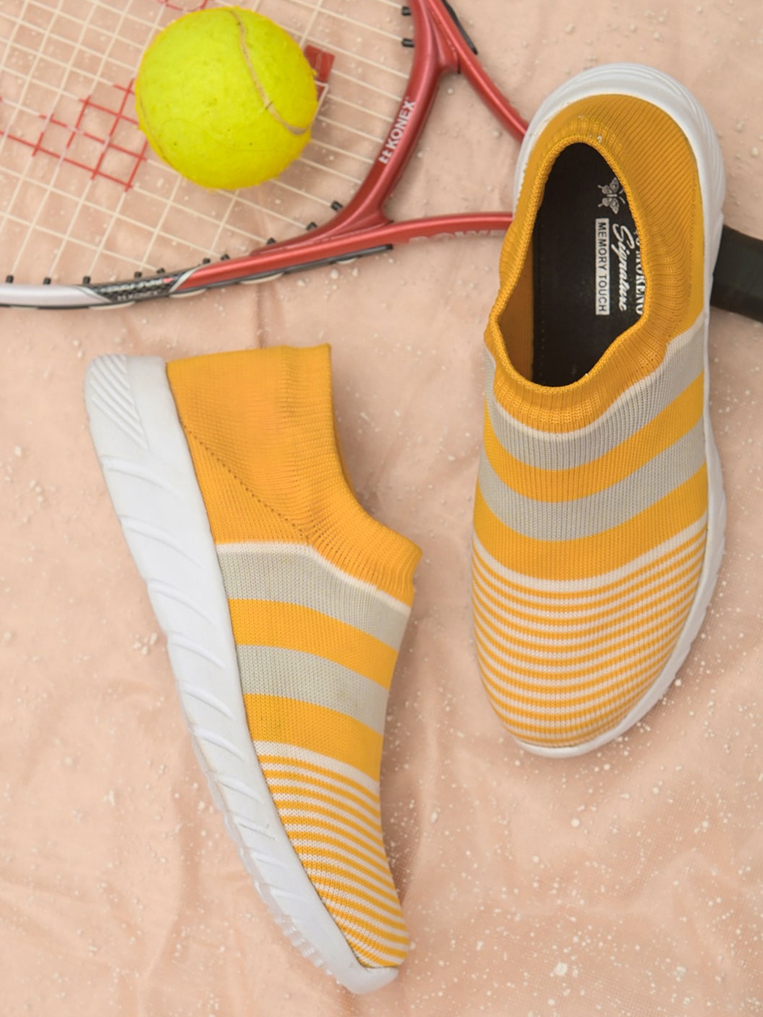

ALBERTO MORENO Women Yellow Woven Design Slip-On Sneakers