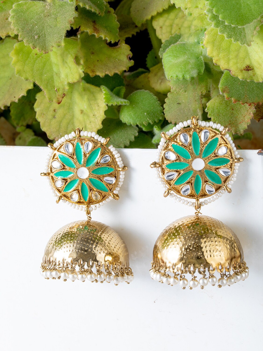 

BARSANO Gold-Toned Classic Jhumkas Earrings