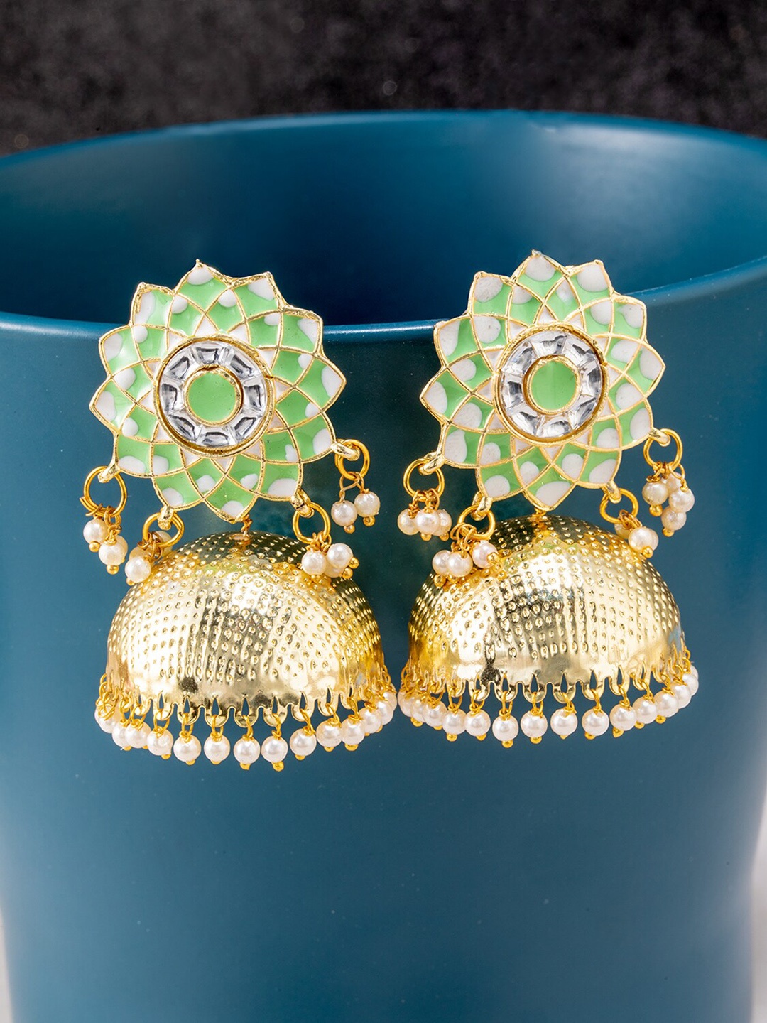 

BARSANO Gold-Toned Classic Jhumkas Earrings