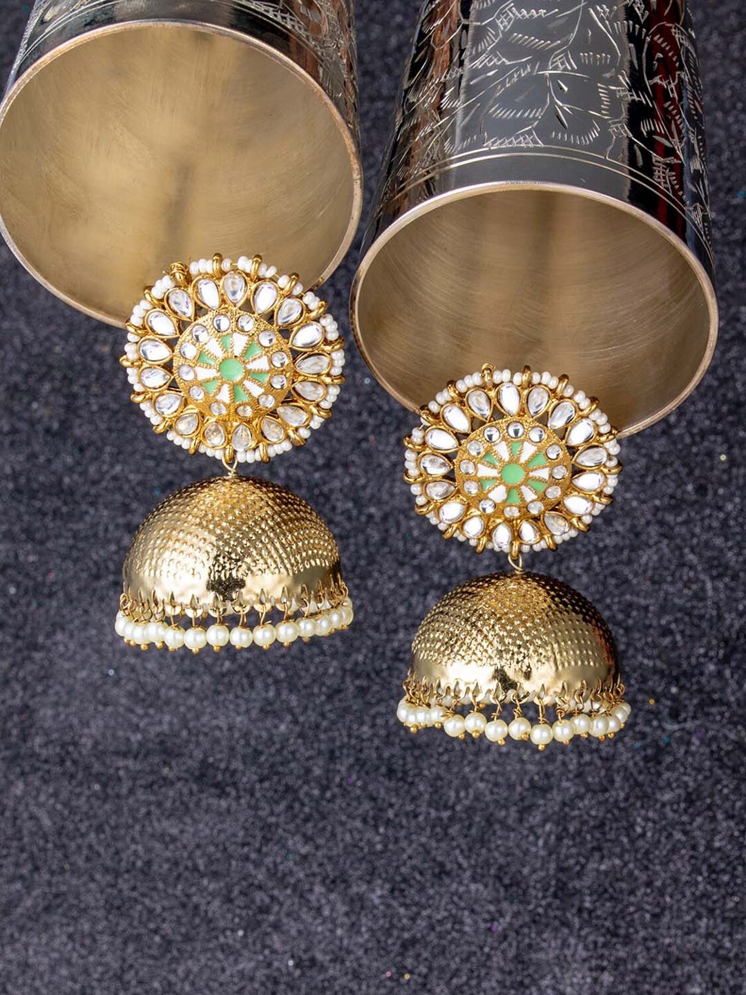 

BARSANO Gold-Toned Classic Jhumkas Earrings