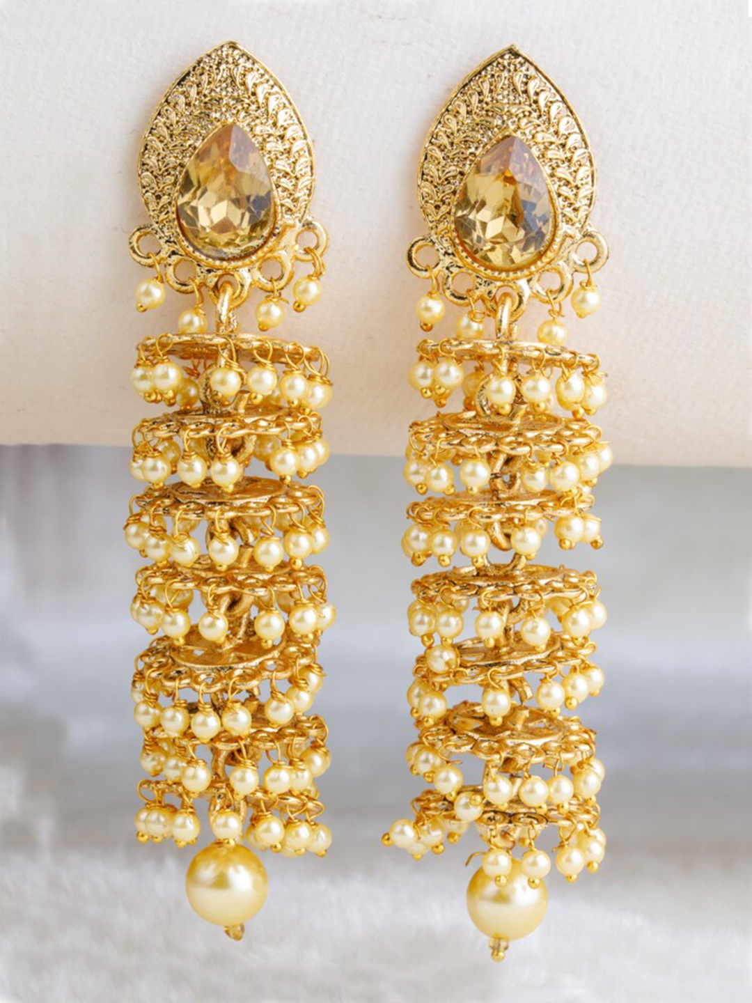

BARSANO Gold-Toned Classic Jhumkas Earrings