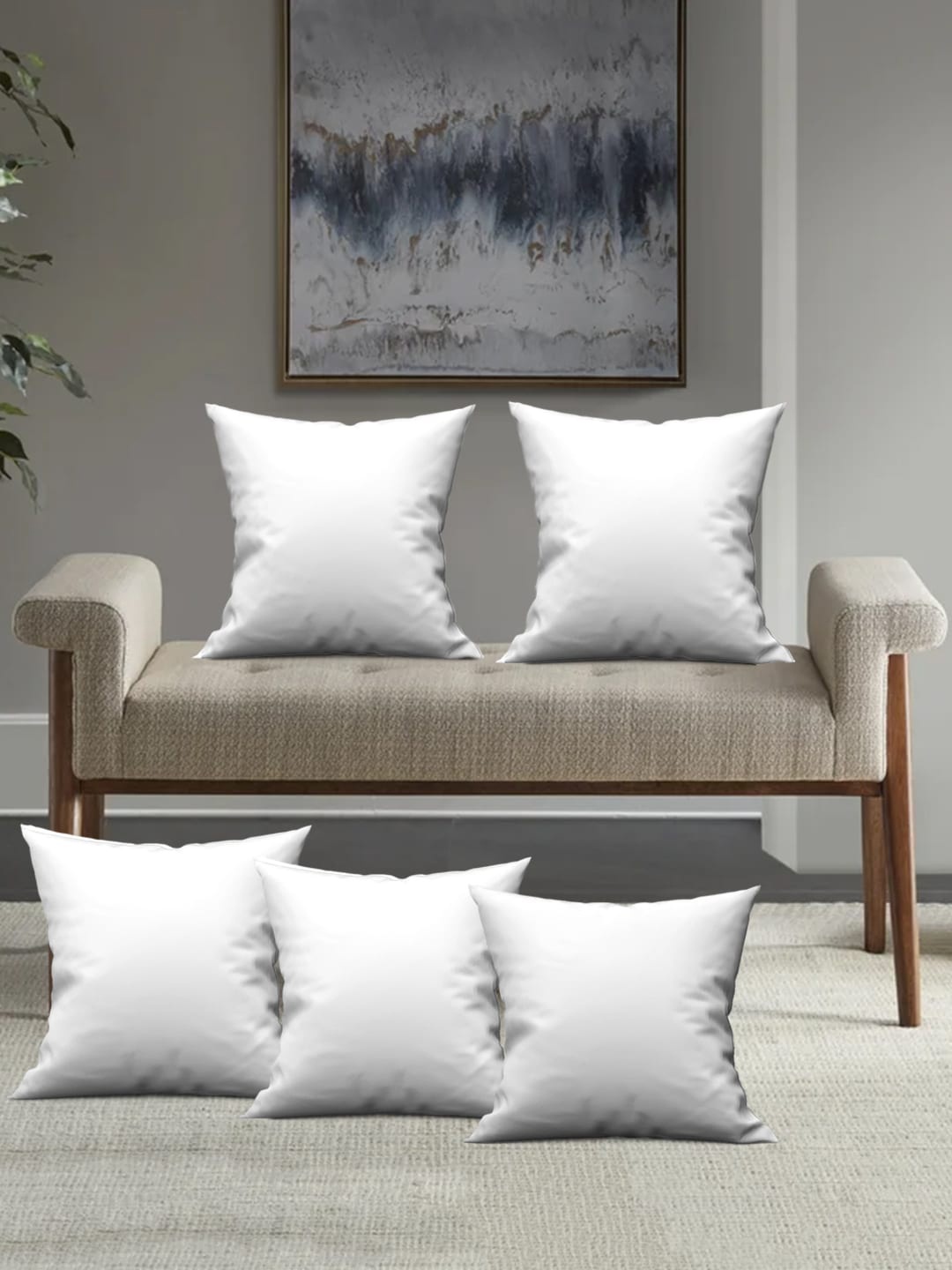 

Athom Trendz Set of 5 White Solid Cushions