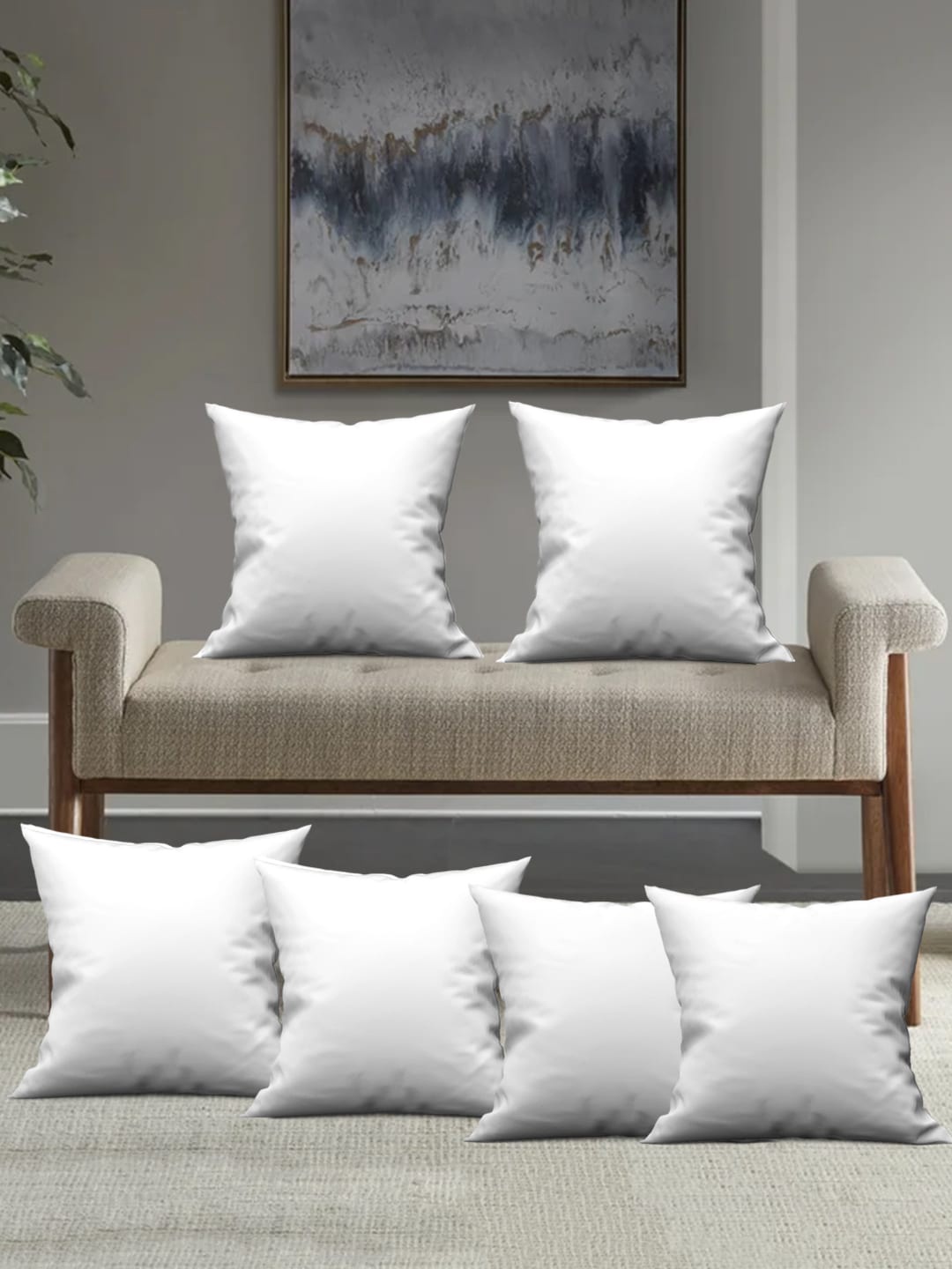 

Athom Trendz Set Of 6 White Solid Cushions