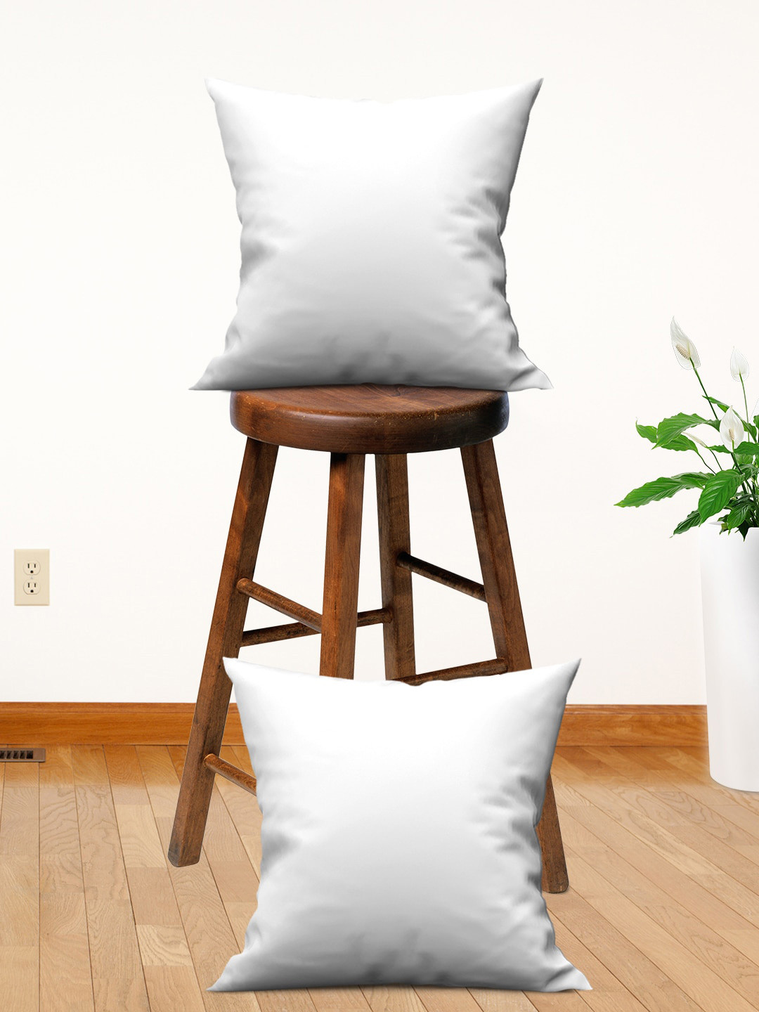 

Athom Trendz Set of 2 White Solid Cushion Fillers