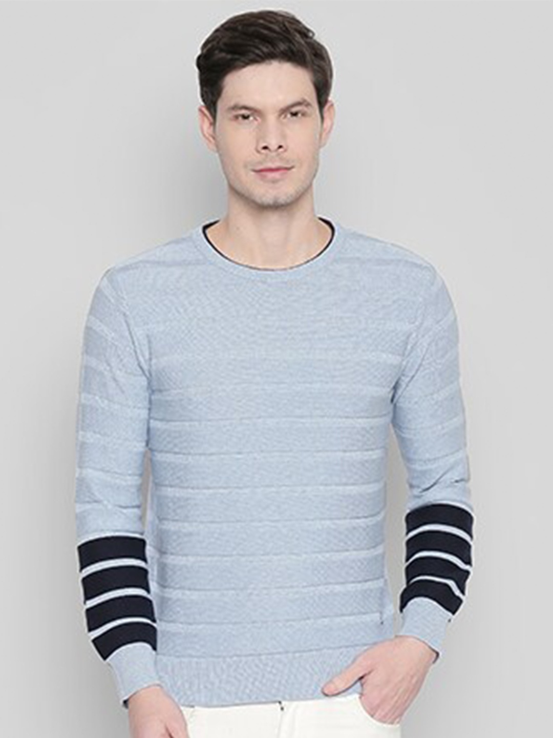 

Status Quo Men Blue & Black Striped Sweater Vest