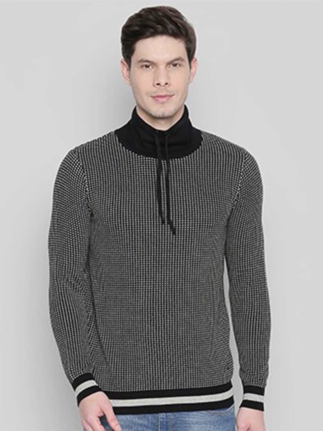 

Status Quo Men Black & White Checked Pullover