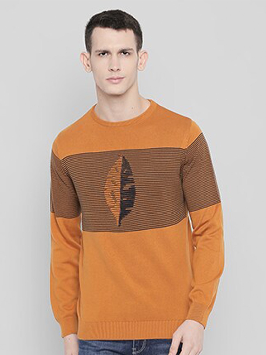 

Status Quo Men Mustard & Black Printed Pullover