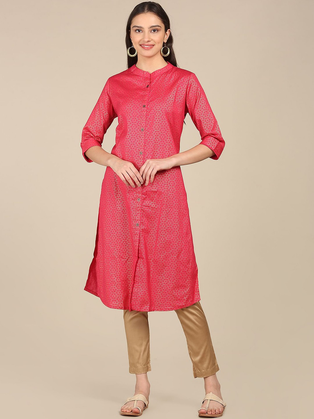 

Karigari Women Pink Striped Kurta