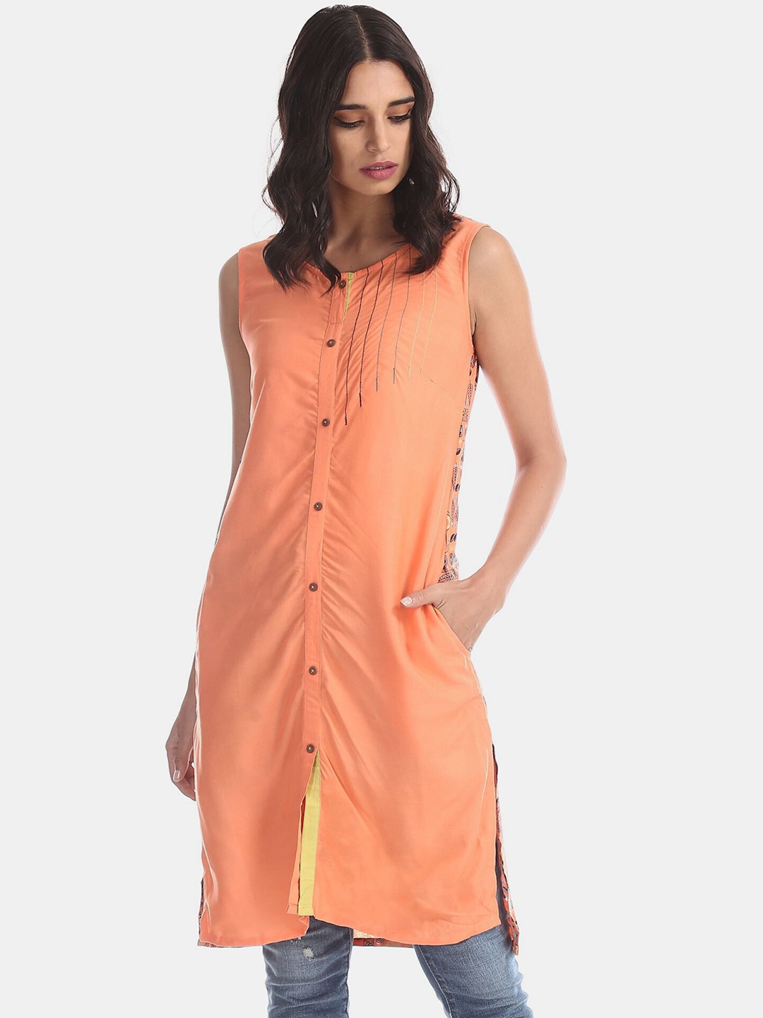 

Karigari Women Orange & cadmium orange Kurta