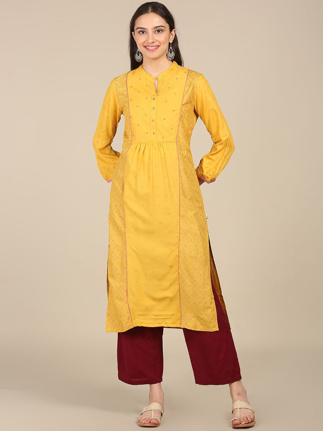 

Karigari Women Yellow Thread Work Kurta