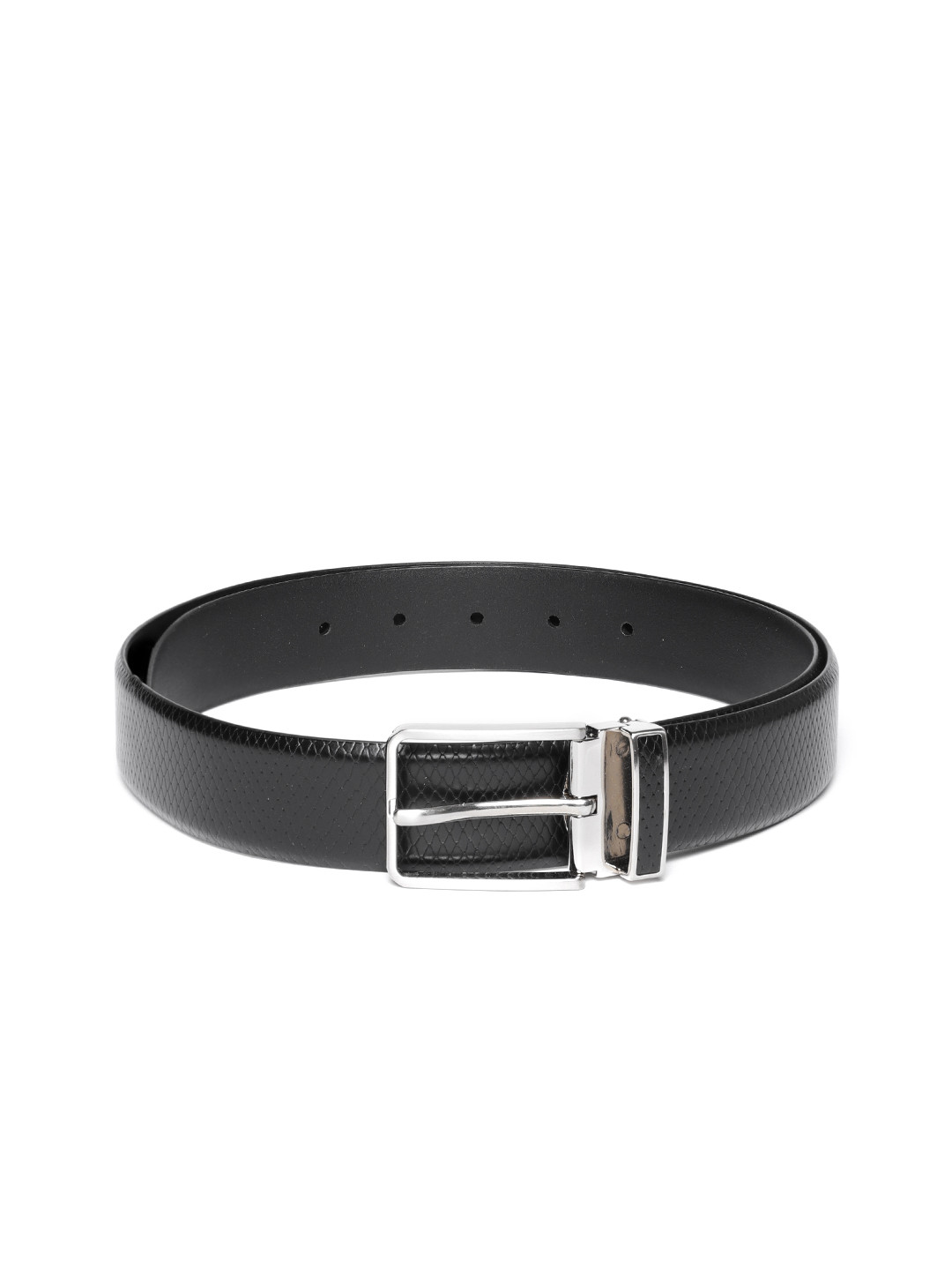 

Park Avenue Men Black Snake Skin Textured Leather Belt