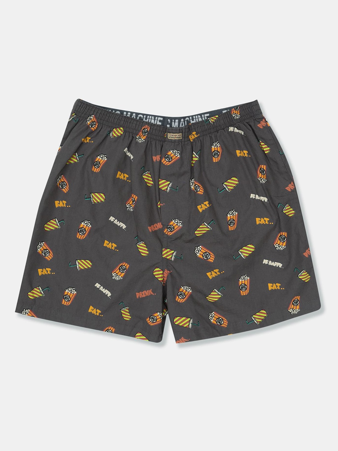 

Flying Machine Men Grey & Yellow Printed Pure Cotton Boxer