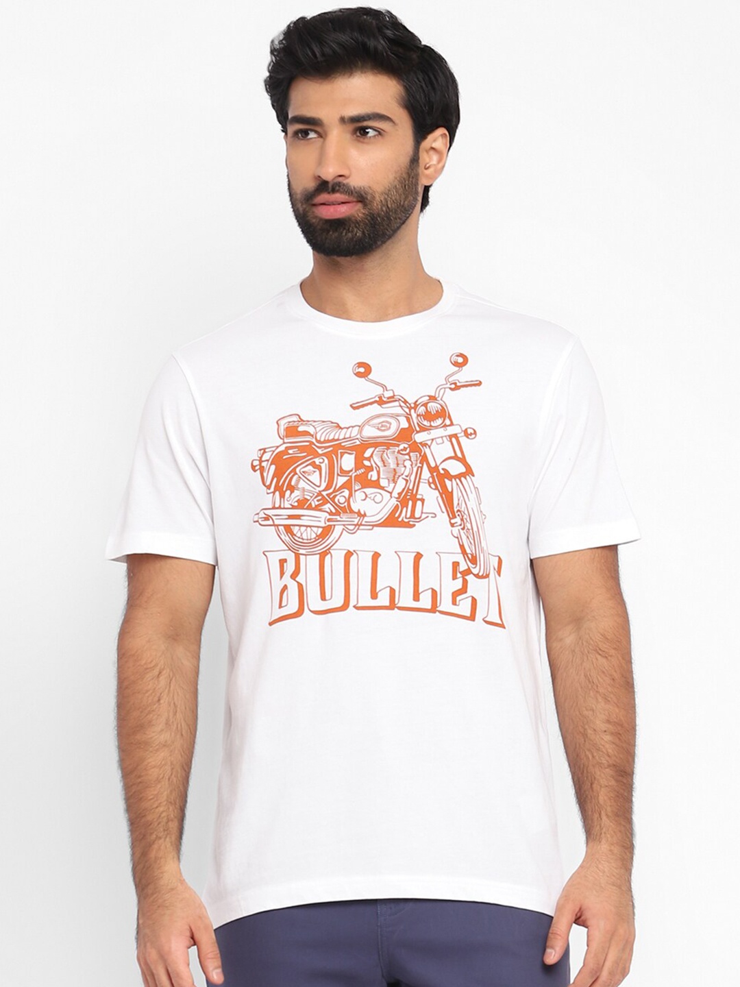 

Royal Enfield Men White Typography Printed Applique T-shirt