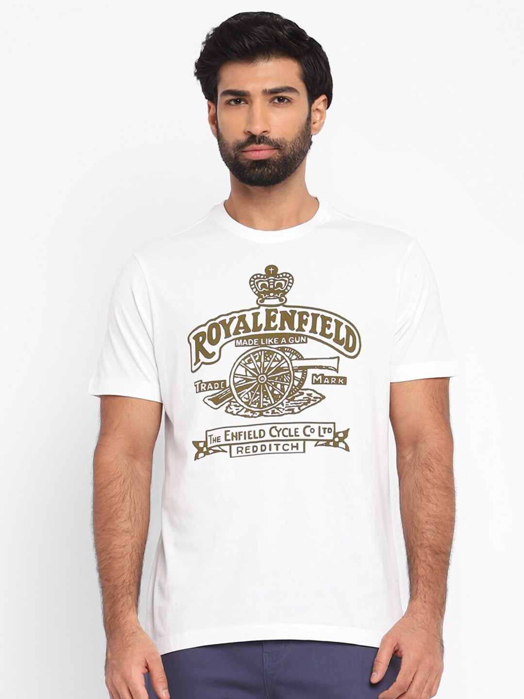 

Royal Enfield Men White Typography Printed Applique T-shirt