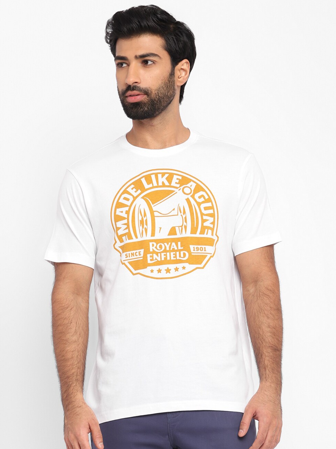 

Royal Enfield Men White Typography Printed T-shirt