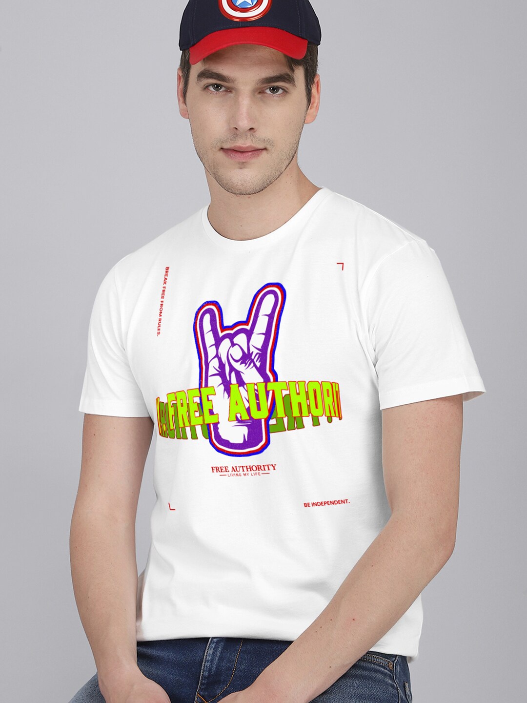 

Free Authority Men White Printed Pure Cotton Tshirt