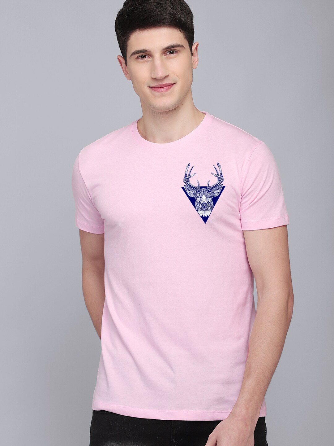 

Free Authority Men Peach & Blue Printed Pure Cotton Tshirts