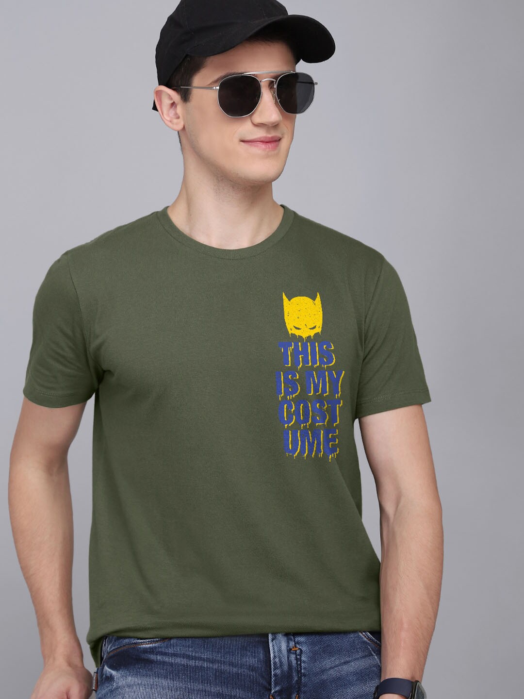 

Free Authority Men Green & Blue Printed Pure Cotton Tshirts