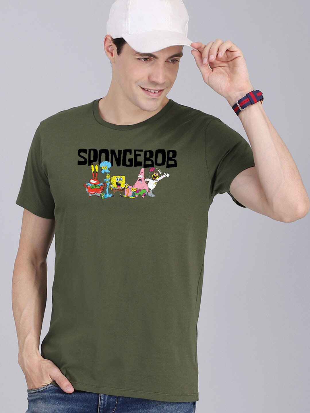 

Free Authority Men Green Printed Spongebob Squarepants Tshirt