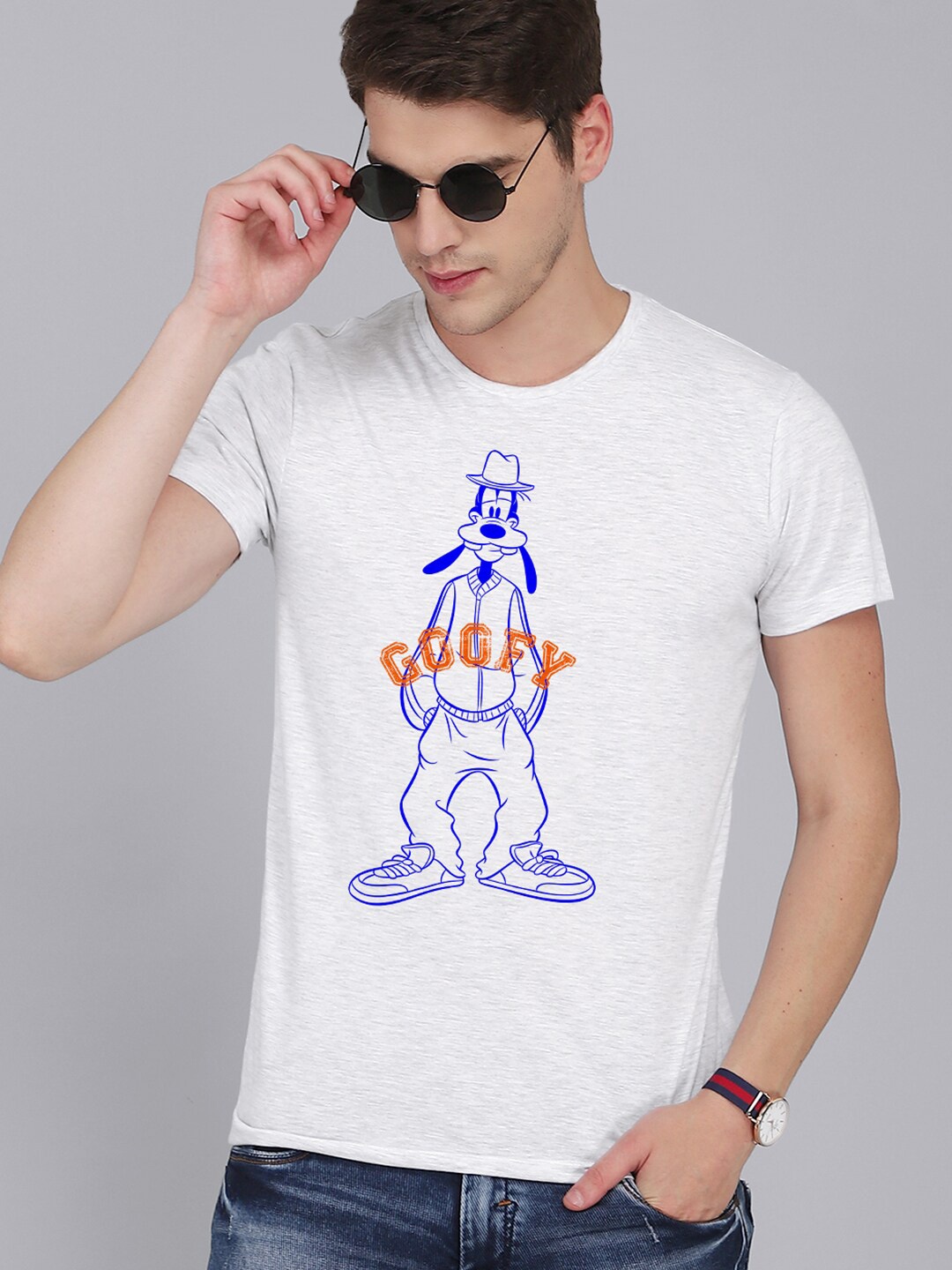 

Free Authority Men Grey Goofy Printed Pure Cotton Tshirts
