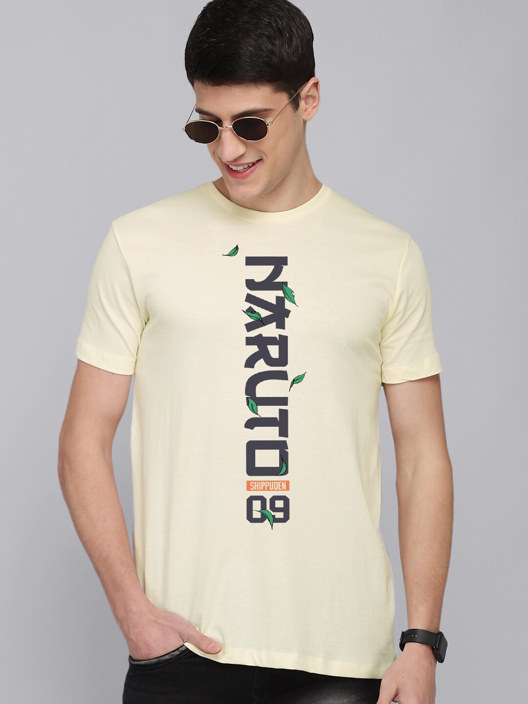 

Free Authority Men Off-White & Black Naruto Printed Pure Cotton T-Shirt
