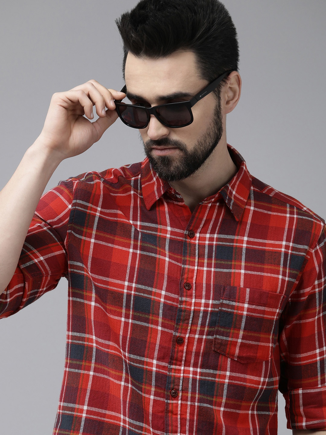 

BEAT LONDON by PEPE JEANS Men Slim Fit Tartan Checked Casual Shirt, Multi