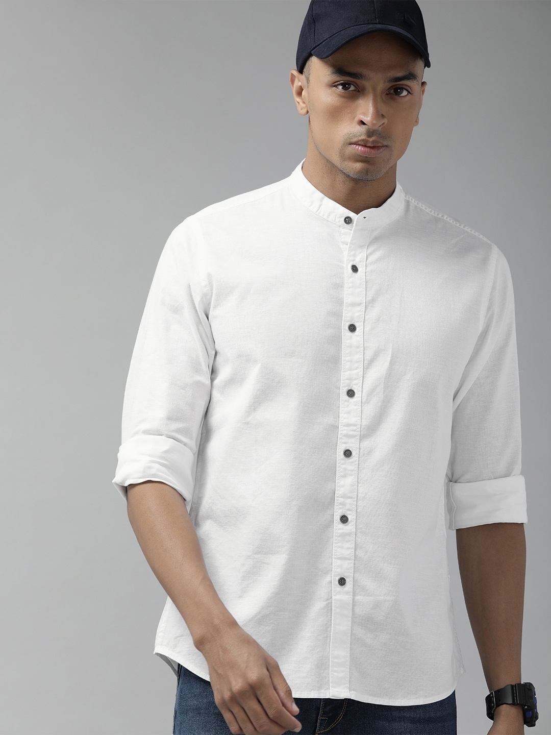 

BEAT LONDON by PEPE JEANS Men Pure Cotton Slim Fit Opaque Casual Shirt, White