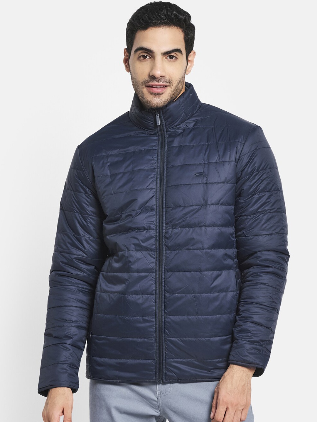 

METTLE Men Navy Blue black coral Padded Jacket