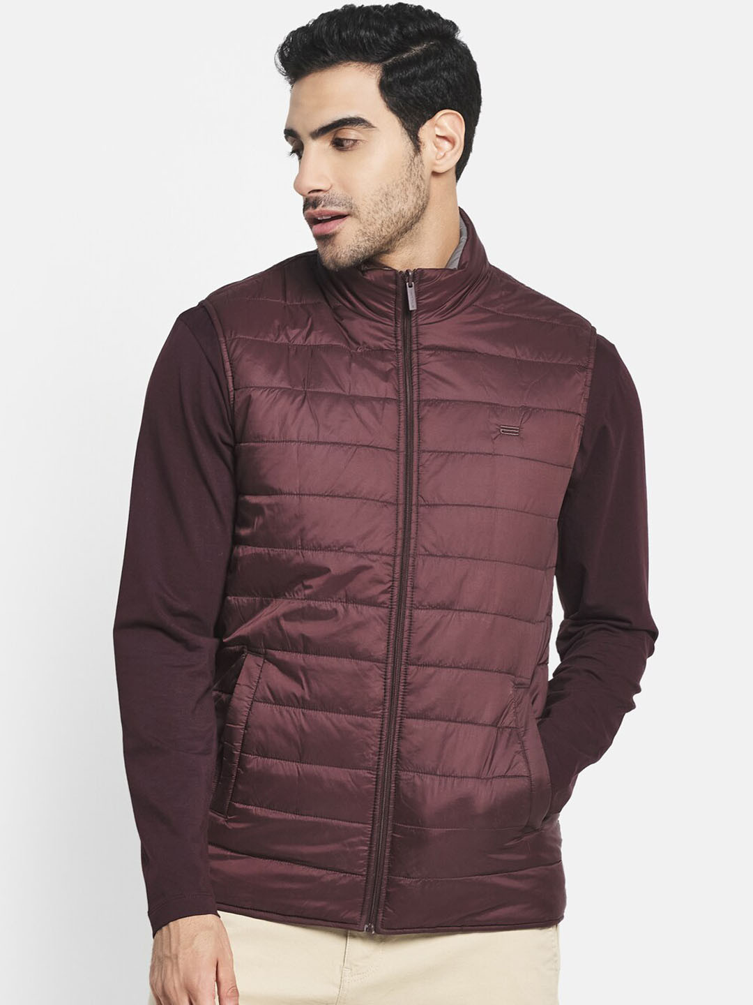 

METTLE Men Maroon Longline Padded Jacket
