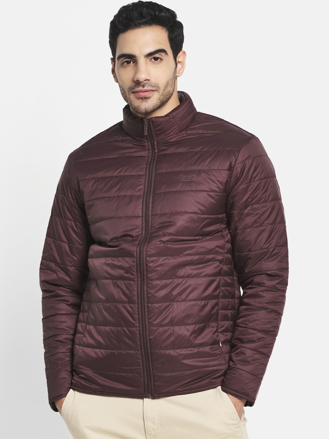 

METTLE Men Maroon Camouflage Puffer Jacket