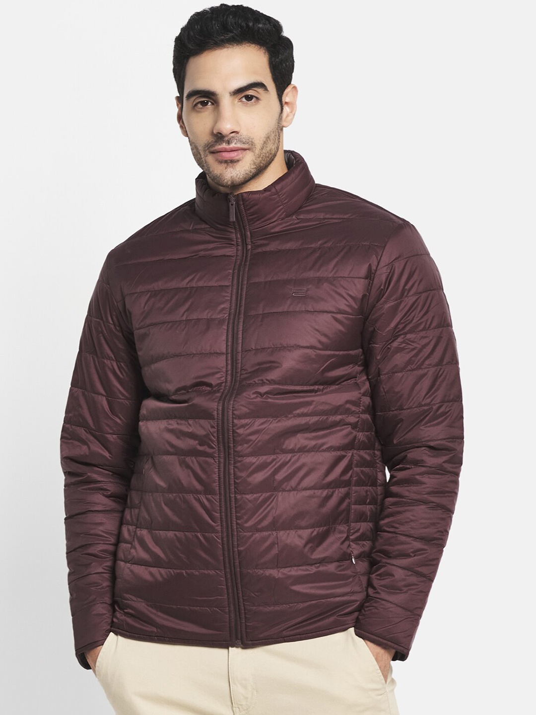 

METTLE Men Maroon Camouflage Puffer Jacket