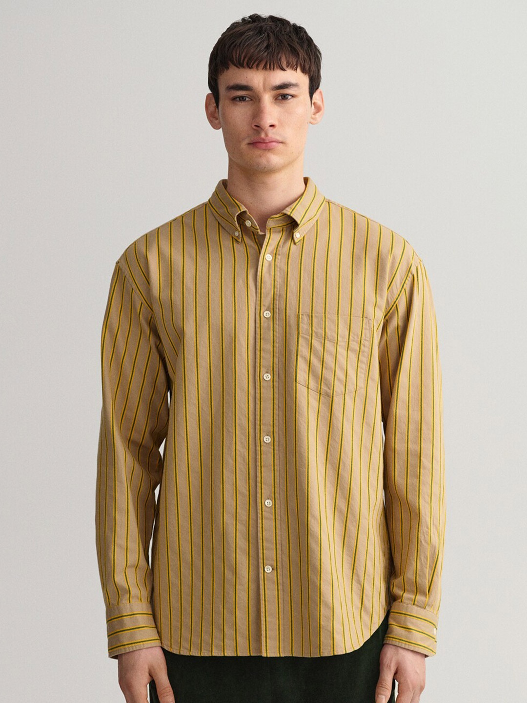 

GANT Relaxed Fit Dobby Striped Casual Shirt, Khaki